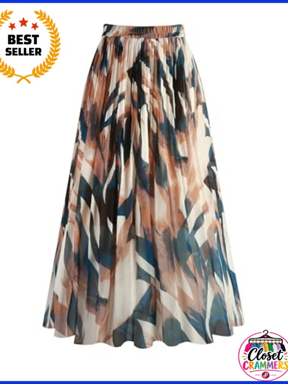 Pleated Chiffon A-Line Midi Skirt High Waist Flowy Casual